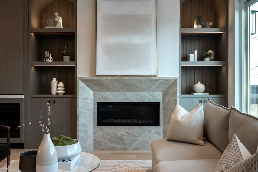 Illustrative visual: living room with feature wall for L&T Aravista Sector 81-86